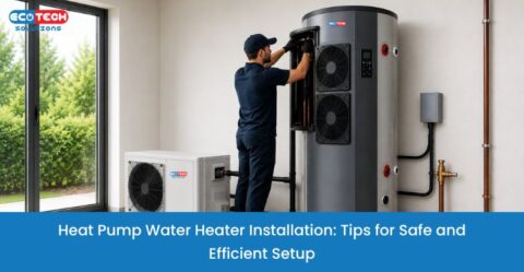 Heat pump water heater installation showing safe and efficient setup for a domestic heat pump water heater in India