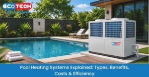 Pool heating systems for efficient swimming pool heating