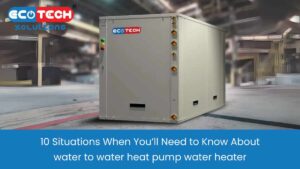 A high-efficiency water-to-water heat pump water heater installed in a modern home, providing eco-friendly hot water solutions.